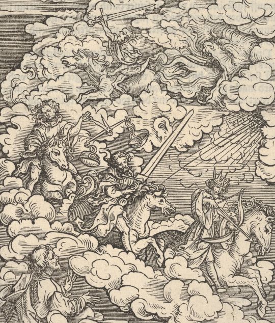 A négy apokaliptikus ló, 16. századi fametszet