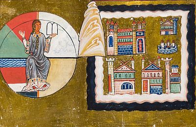 Miniatúra részlete Bingeni Szent Hildegárd ​Liber divinorum operum című művéből
